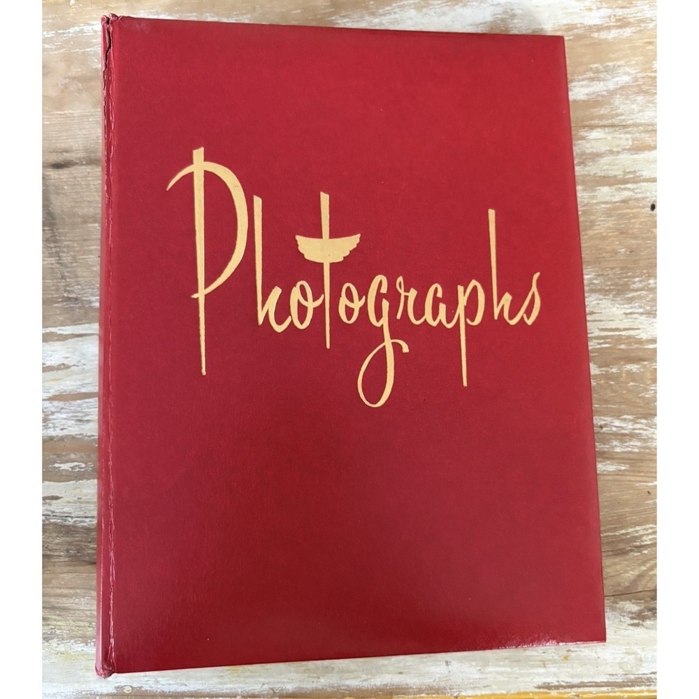 Vintage National Photographs photo album red loose leaf binder 12 ring 1960's